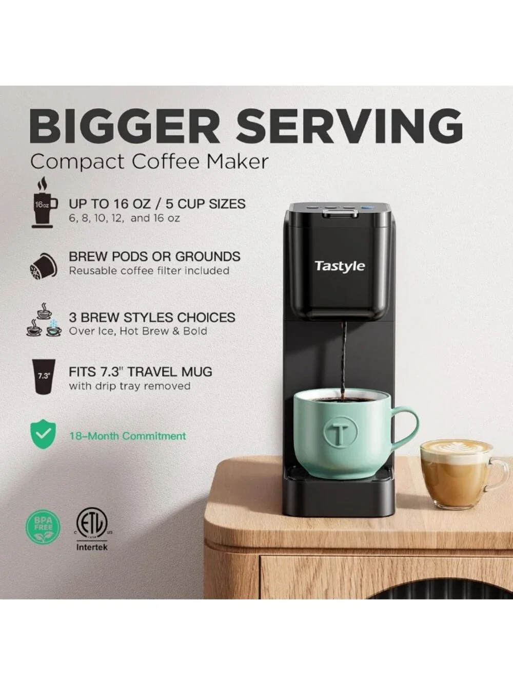 Single Serve Coffee Maker for Hot & Iced Brews, Bold Flavor, 16 Oz Capacity